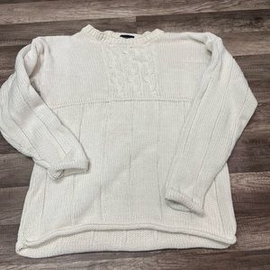 Mens Sweater Oversized Textured Crew Neck Pullover Size XL ivory